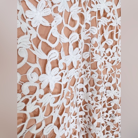 [ DRESS THE POPULATION ] White Lace Overlay Flare Dress : XXL : NWOT - Picture 8 of 10